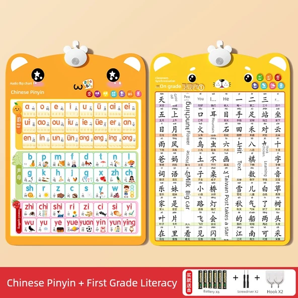 Eğitici Duvar Tablosu - Pinyin + Okuma Yazma - 2'li Set
