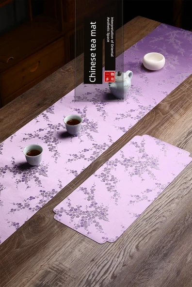 Çin Tarzı Lavanta Su Geçirmez Çay Matı - 21x47cm - 7