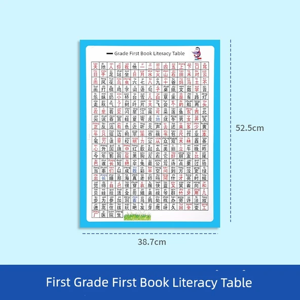 Eğitici Duvar Tablosu - Küçük Boy Deneyim - Birinci Sınıf Çince İlk Kitap Okuma Yazma Formu (Makaralı Olmadan)