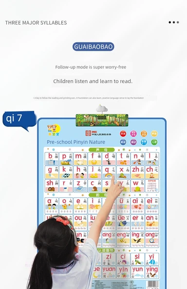 Şarjlı Sesli Pinyin Alfabe Tablosu - Heceli - 11