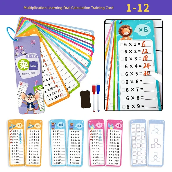2. Sınıf Matematik Flash Kartları - Çarpma ve Bölme - Çarpma ve Bölme Alıştırma Kartı/4 Kalem 2 Silgi Hediyeli - 4
