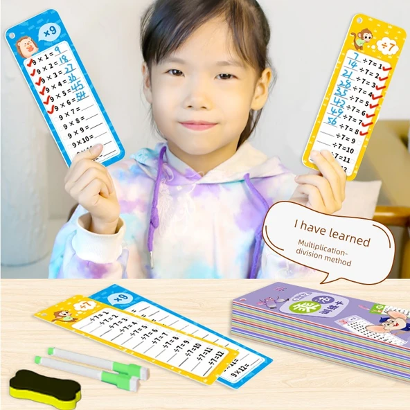 2. Sınıf Matematik Flash Kartları - Çarpma ve Bölme - Çarpma ve Bölme Alıştırma Kartı/4 Kalem 2 Silgi Hediyeli - 3
