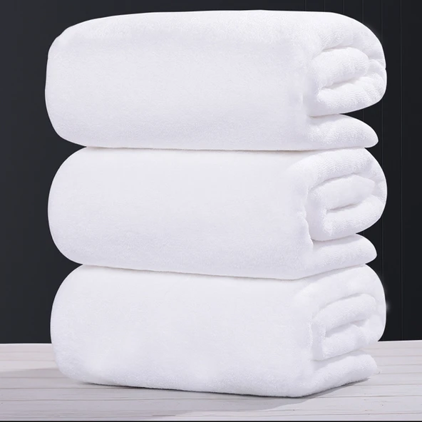 Beyaz Pamuklu Banyo Havlusu 80x180 cm - 800g - 2'li Paket - 3