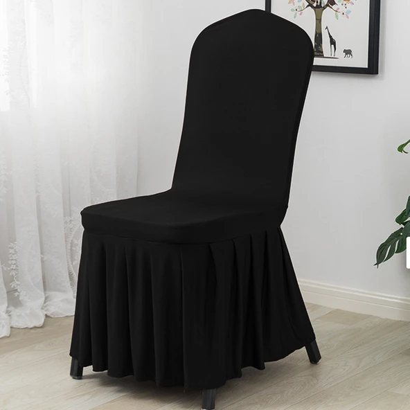 Modern Minimalist Elastik Polyester Sandalye Kılıfı - Siyah