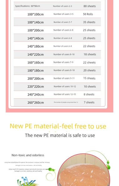 Şeffaf Tek Kullanımlık Masa Örtüsü - Kırmızı 1.0x2.0 m (25 adet) - 6