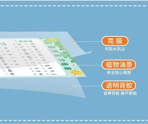 Çocuklar için Çince Pinyin Alfabe ve Matematik Öğrenme Duvar Tablosu - Resme Bakarak Okuma - 10