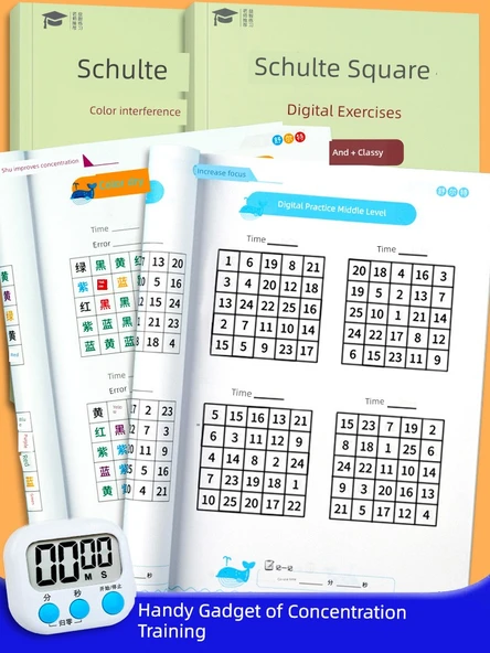 Schulte Izgara Konsantrasyon Eğitim Kartları - 5 Kitap Seti + Kılavuzlu Sistem Öğrenimi - 2