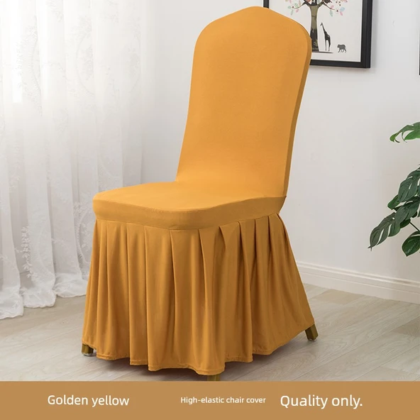 Modern Minimalist Elastik Polyester Sandalye Kılıfı - Altın Sarısı