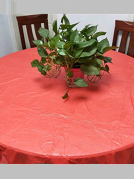 Kırmızı Düğün Ziyafet Tek Kullanımlık Masa Örtüsü - Kalınlaştırılmış Kırmızı Yuvarlak 1.8x1.8 Metre (20 Adet)
