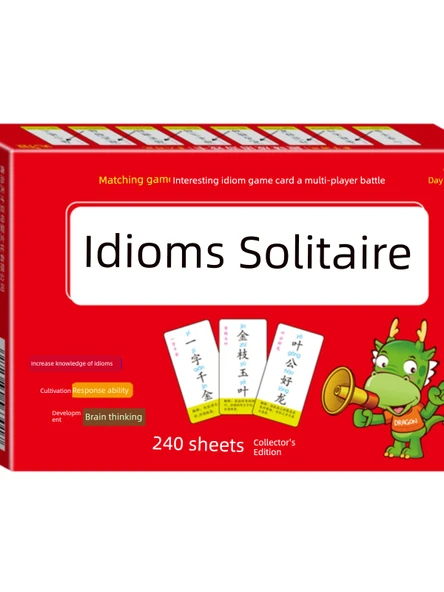 Deyim Ejderha Kart Oyunu - Çocuklar için Okuma Yazma Öğrenme Oyuncağı - 3 Kutu Deyim Solitaire + Sihirli Çince Karakterler + Resimlerle Deyim Tahmini - 2