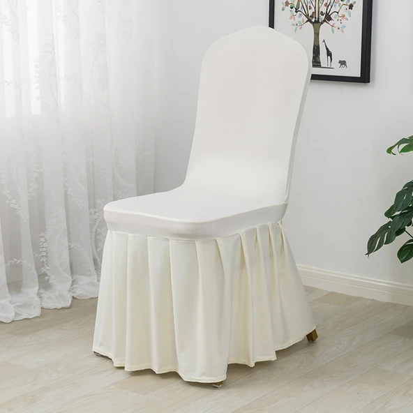 Modern Minimalist Elastik Polyester Sandalye Kılıfı - Şampanya - 5