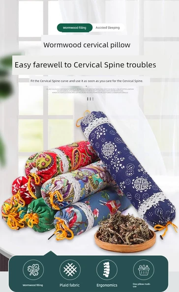 Moxa Yapraklı Boyun Yastığı DIY Seti - Temel - Kırık Pelin Otu - Mavi Beyaz Porselen - 8