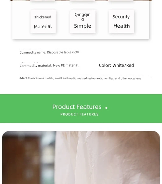 Beyaz Kalınlaştırılmış Tek Kullanımlık Masa Örtüsü 160x160cm - 6'lı Paket (60 Adet) - Resim 11