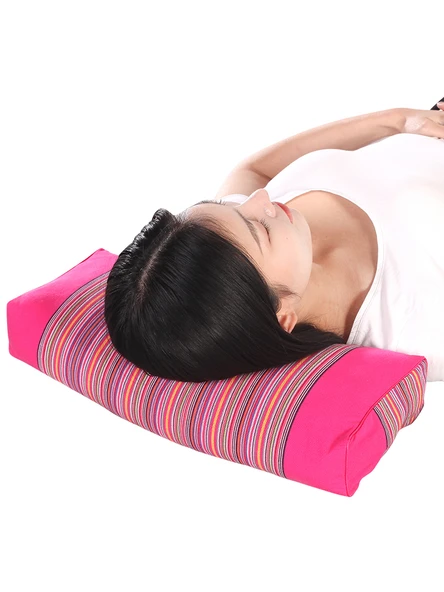 Dikdörtgen Mavi Karabuğday Kabuklu ve Yaban Krizantemli Yastık - 6-12cm - Resim 3