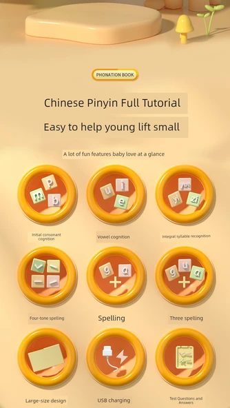Pinyin Heceleme Eğitim Sesli Kitap - Pinyin Doğal Heceleme + 300 Tang Şiiri [Çevirili] - 7