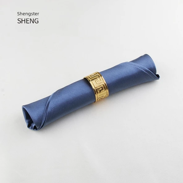 Saten Peçete - Mavi - Klipsli (Model 1) - 45x45 cm