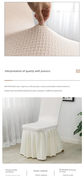 Modern Minimalist Elastik Polyester Sandalye Kılıfı - Gümüş Gri - 9
