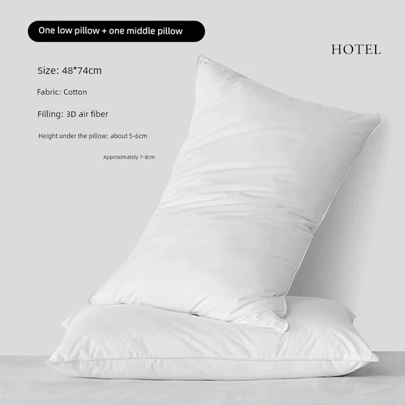 Klasik Otel Tipi Bir Alçak + Bir Orta Yastık - 48x74 cm