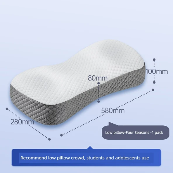 Mini Taşınabilir Hafızalı Pamuklu Boyun Koruyucu Yastık - Düşük Yastık - 1 Adet - 7-12cm - Dört Mevsim