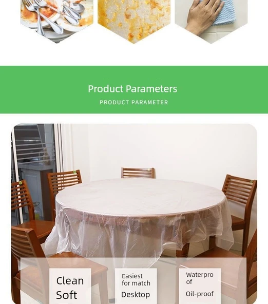 Kırmızı Kalınlaştırılmış Tek Kullanımlık Masa Örtüsü 240x240cm - 2'li Paket (20 Adet) - 10