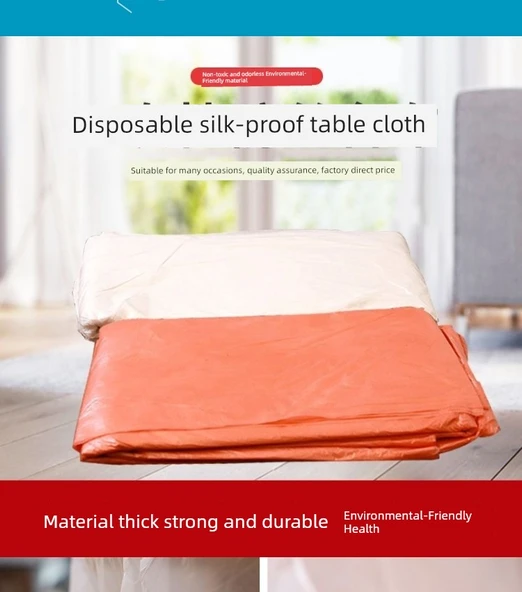 Kırmızı Kalınlaştırılmış Tek Kullanımlık Masa Örtüsü 240x240cm - 2'li Paket (20 Adet) - 6