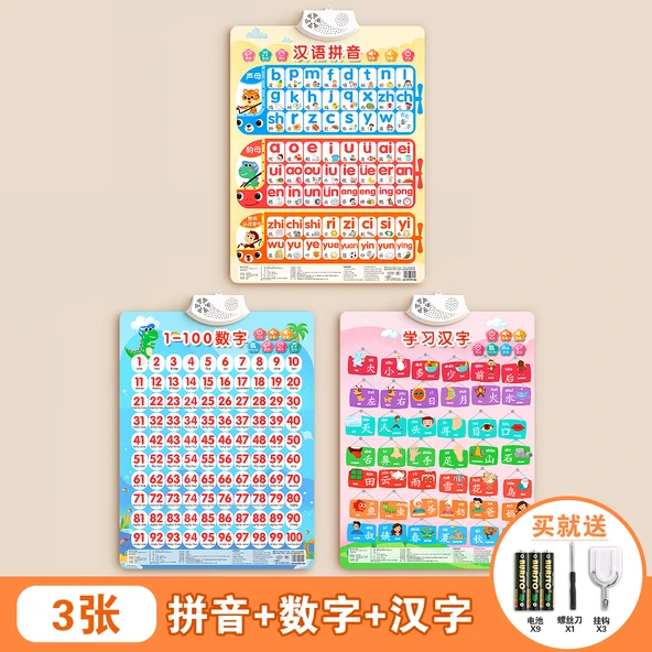 Çince Pinyin Duvar Tablosu - Pinyin + Sayılar + Çince Karakterler