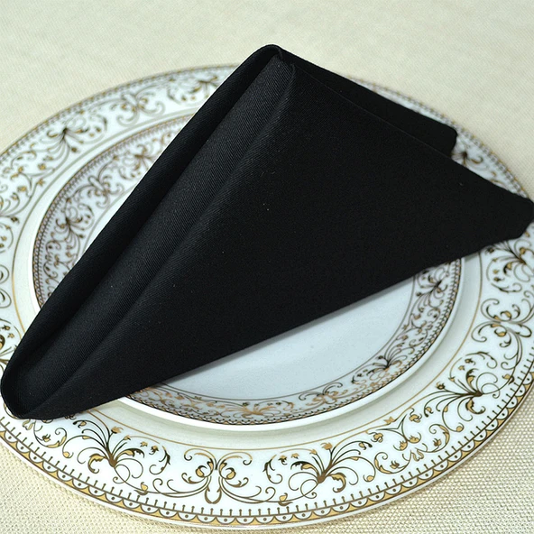 Siyah Kalınlaştırılmış Pamuklu Otel Restoran Peçetesi - 48*48cm