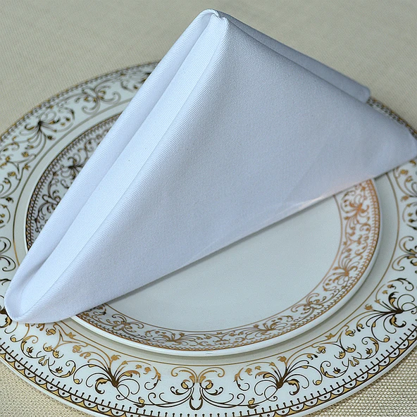 Beyaz Kalınlaştırılmış Pamuklu Otel Restoran Peçetesi - 48*48cm
