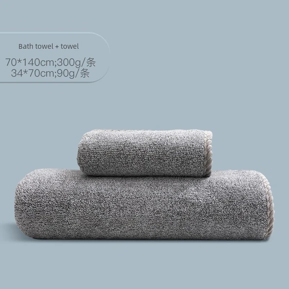 Bambu Kömürü Yıldız Desenli Banyo ve Yüz Havlusu Seti 70x140cm