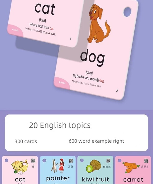 Bebekler İçin İngilizce Kelime Kartları - İngilizce Kelime Kartı + Dijital Kart + Pinyin Kartı - 5