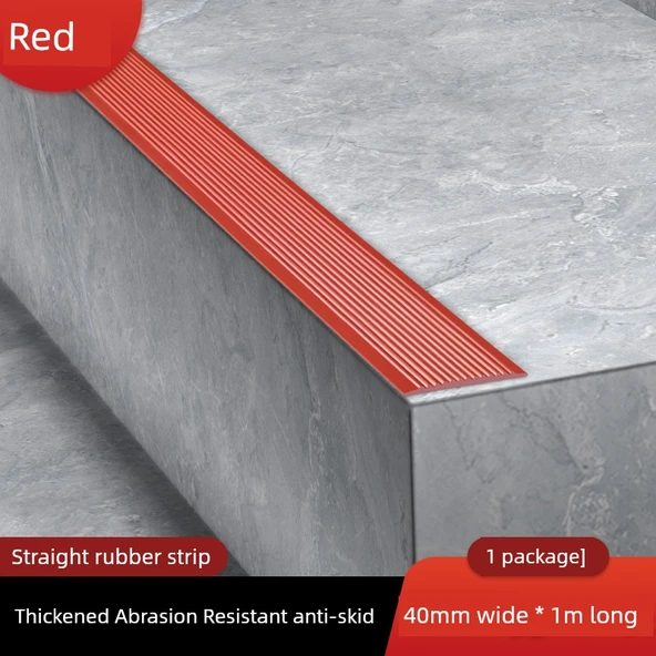 Kendinden Yapışkanlı PVC Kaymaz Merdiven Halısı - Düz Kırmızı 40mm x 1M