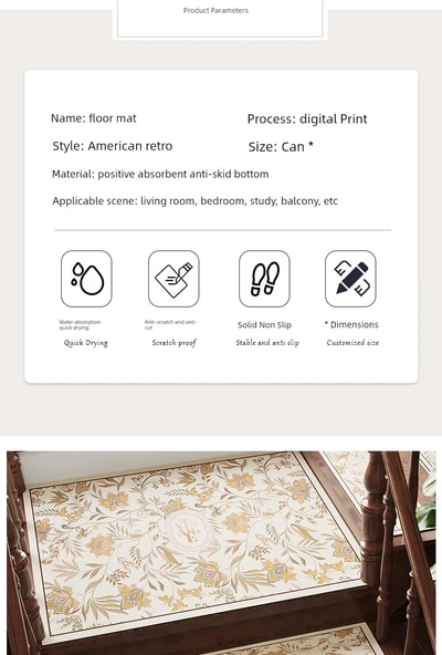 Kaymaz Ses Geçirmez Merdiven Halısı - Yeşil Orman Diatomlu Çamur - 22x50cm - 8