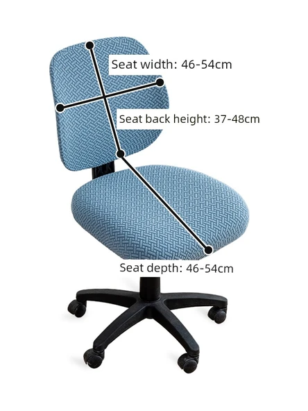 Modern Ofis Sandalyesi Minder Kılıfı - Yıldız Zinciri-Arduvaz Mavisi - Tekli Set (1 Oturak + 1 Sırt) - 6