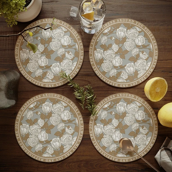 Amerikan Lüks Deri Bardak Altlığı - Amerikan Erişilebilir Lüks 4 - 17cm - 4'lü Set