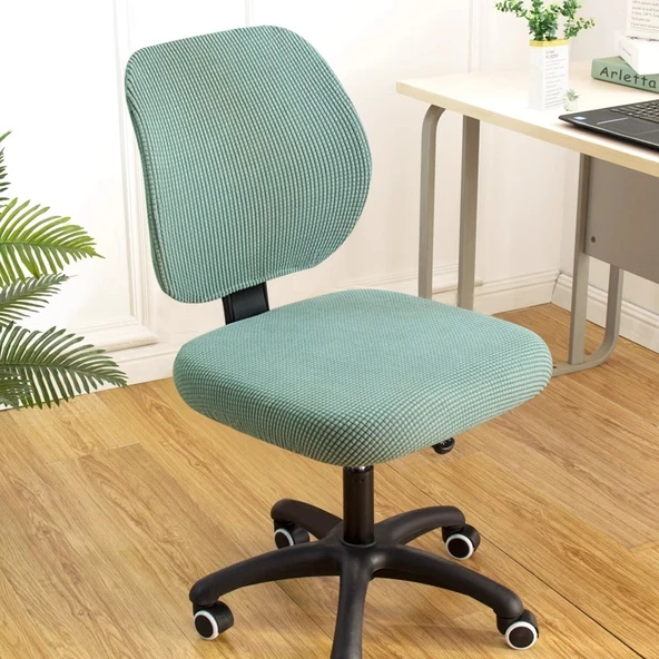 Modern Ofis Sandalyesi Minder Kılıfı - Kadife-Çam Yeşili - Tekli Set (1 Oturak + 1 Sırt)