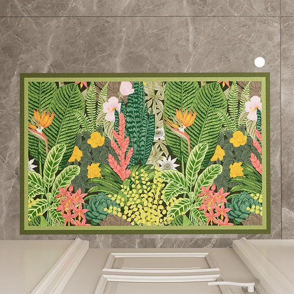 Büyük Çiçek Desenli Diatomit Paspas - 50x80 cm - 2
