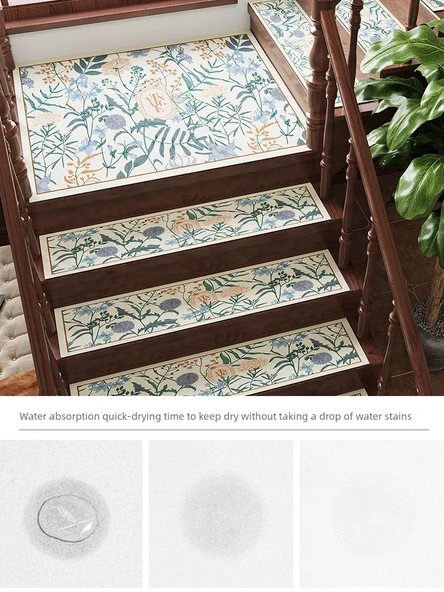 Kaymaz Ses Geçirmez Merdiven Halısı - Yeşil Orman Diatomlu Çamur - 22x50cm - 5