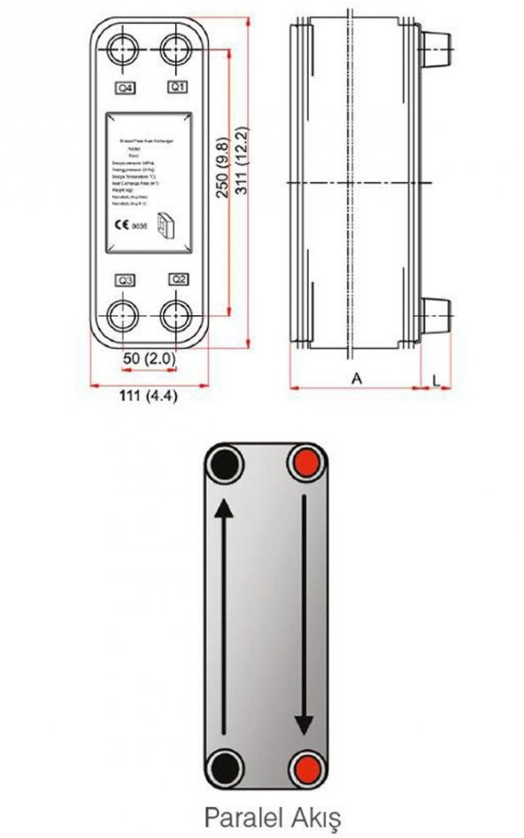 Mit MB-05 - 24 Plaka Kaynaklı Plakalı Isı Eşanjör Bağlantı 1- 1 Kapasite 1400 Litre/Saat