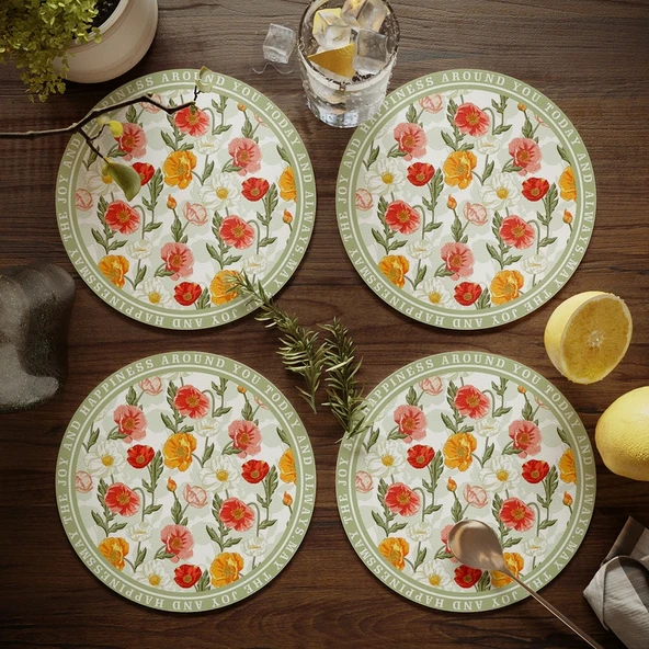 Amerikan Lüks Deri Bardak Altlığı - Amerikan Erişilebilir Lüks 2 - 17cm - 4'lü Set