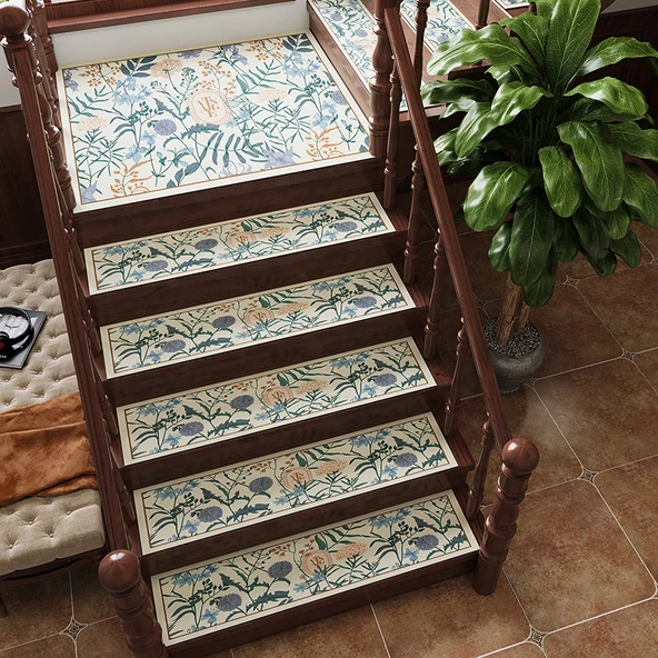Kaymaz Ses Geçirmez Merdiven Halısı - Yeşil Orman Diatomlu Çamur - 26x90cm