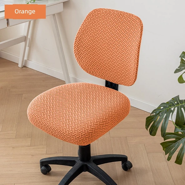 Modern Ofis Sandalyesi Minder Kılıfı - Yıldız Zinciri-Turuncu - Tekli Set (1 Oturak + 1 Sırt)