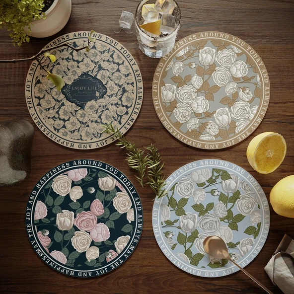 Amerikan Lüks Deri Bardak Altlığı - Amerikan Erişilebilir Lüks 4 - 17cm - 4'lü Set - 2