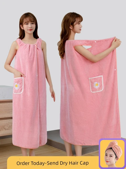 Gök Mavisi Ayçiçeği Desenli Banyo Eteği ve Saç Bonesi Seti - 7A Antibakteriyel Havlu 130x100cm - 2