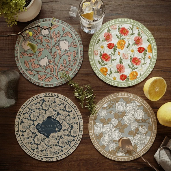 Amerikan Lüks Deri Bardak Altlığı - Amerikan Erişilebilir Lüks 4 - 17cm - 4'lü Set - 8