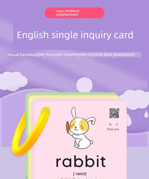 Bebekler İçin İngilizce Kelime Kartları - İngilizce Kelime Kartı + Dijital Kart + Pinyin Kartı - 3