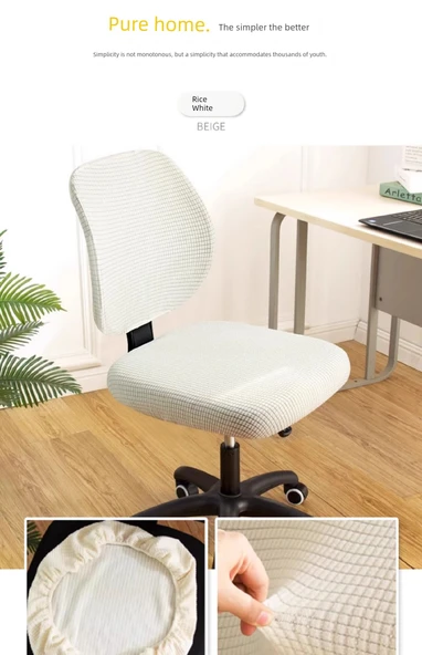 Modern Ofis Sandalyesi Minder Kılıfı - Kadife-Çam Yeşili - Tekli Set (1 Oturak + 1 Sırt) - 9
