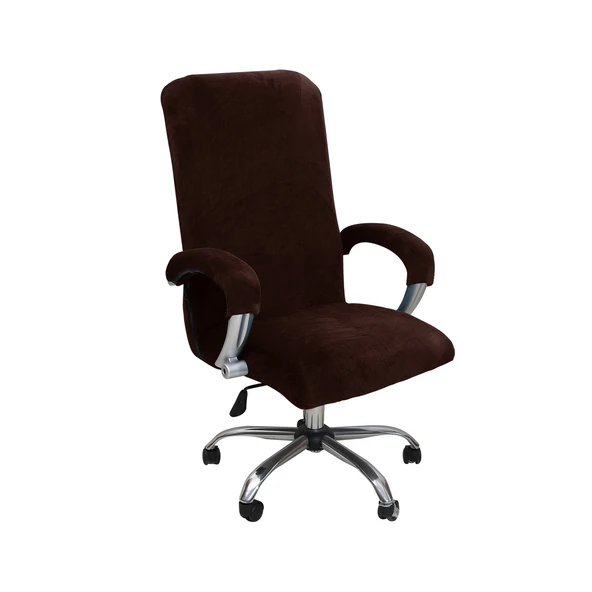 Gümüş Tilki Kadife Elastik Polar Sandalye Kılıfı - Kahverengi XL Sandalye Kılıfı +2 Parça (Model 1)