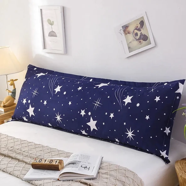 Çift Kişilik Uzun Yastık Kılıfı - Meteor Yağmuru Desenli - 1.0 Metre