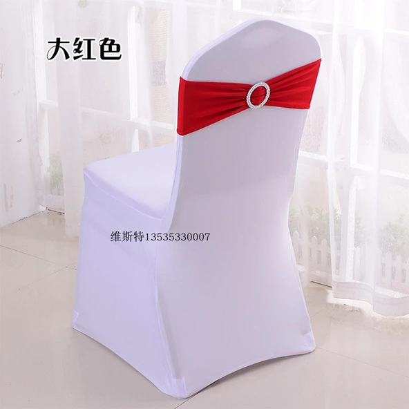 Lastikli Sandalye Arkası Çiçek Dekorasyonu 15x35cm - Koyu Kırmızı
