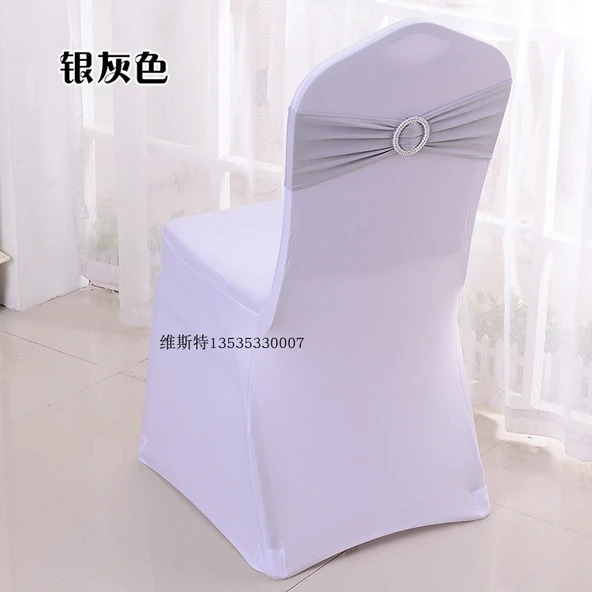 Lastikli Sandalye Arkası Çiçek Dekorasyonu 15x35cm - Gümüş Gri
